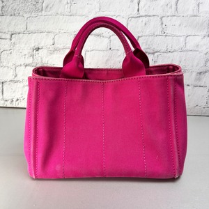 PRADA プラダ カナパ 三角ロゴ キャンバス トートバッグ ピンク A-12713