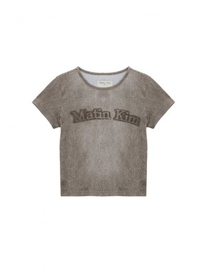 [MATIN KIM] MATIN WASHED PRINT CROP TOP IN BROWN