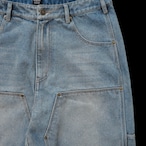 CROWN LOGO WASHED DOUBLE KNEE BAGGY DENIM