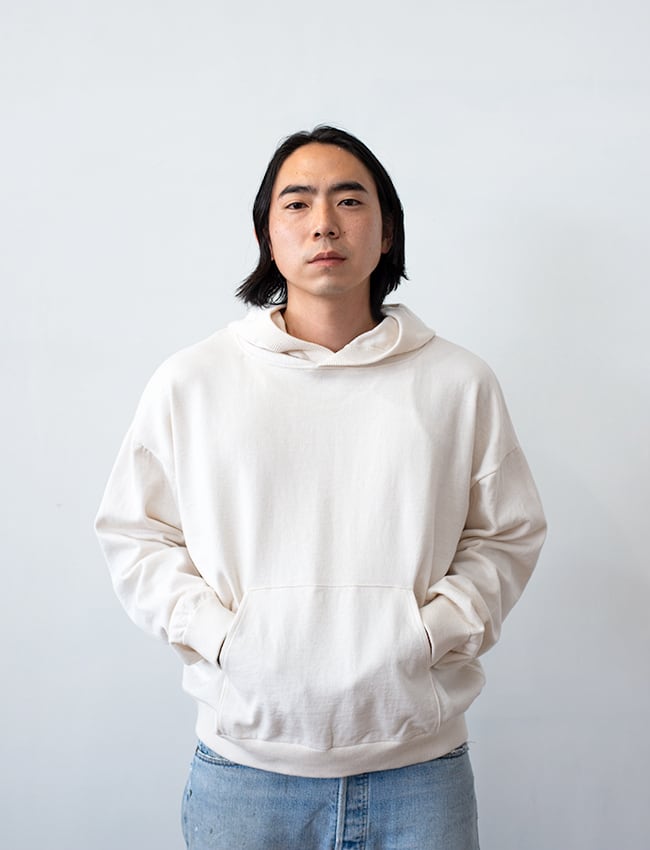knit hoodie White