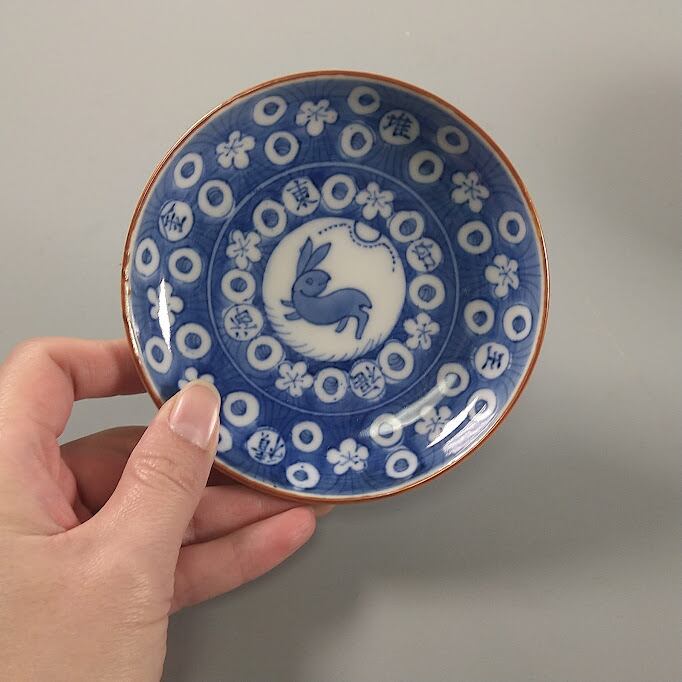 ▽慶▽N406『⑧絵唐津 兎 豆皿手塩皿 5客』 ◇珍品 希少 古玩 古美術