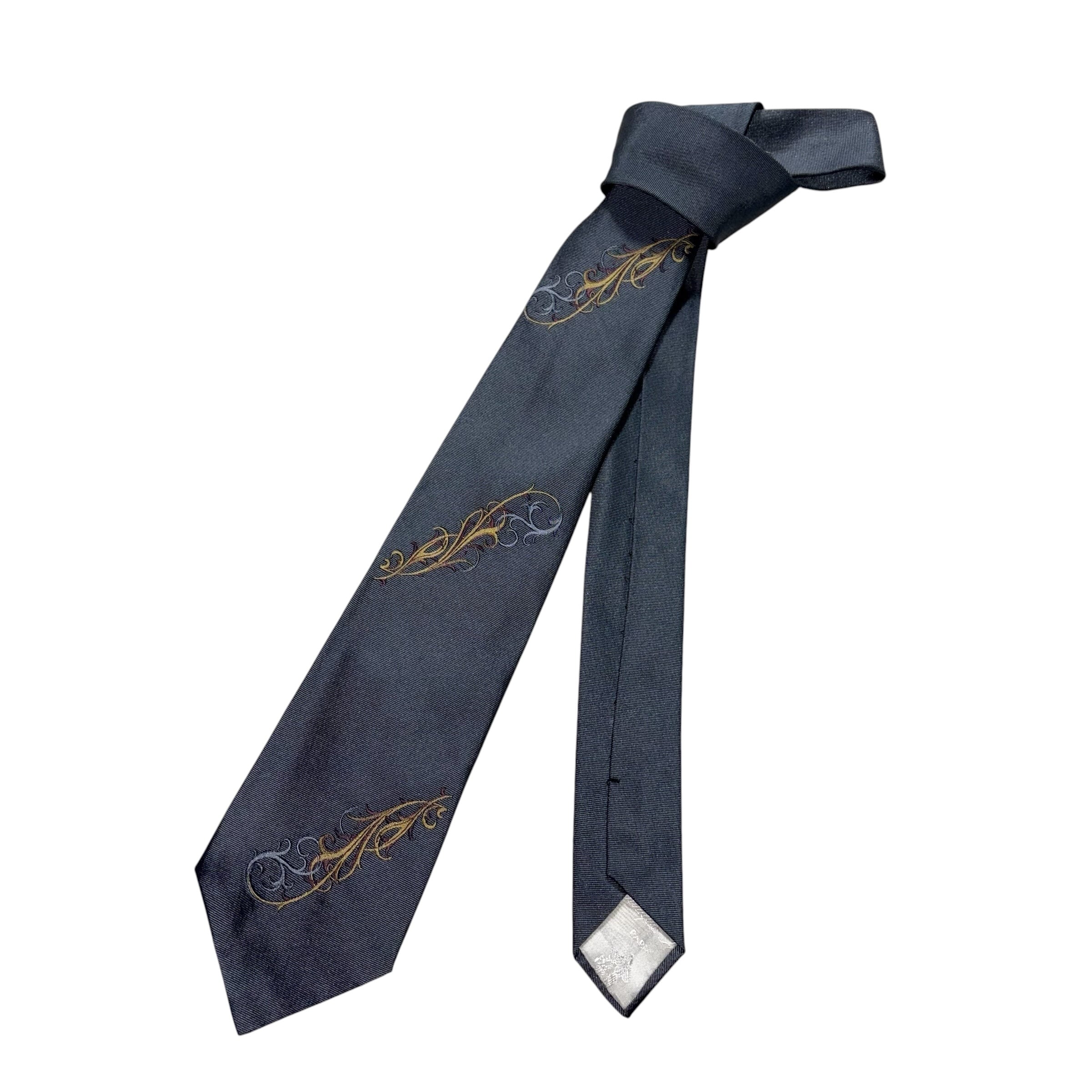 DIOR HOMME black color “bee” woven silk tie | NOIR ONLINE
