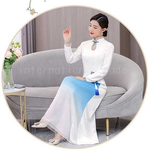 予約 コスプレ アオザイ風 ロングドレス グラデーション レディース 衣装 エスニック チャイナ風 ベトナム風 トラディショナル アジアン衣装 ハロウィン 仮装 パーティー イベント 大きいサイズ 5XLまで 撮影会 ステージ衣装 セクシー 優雅 k14014