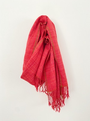 Hand-woven scarf / SAZANAMI herringbone RED