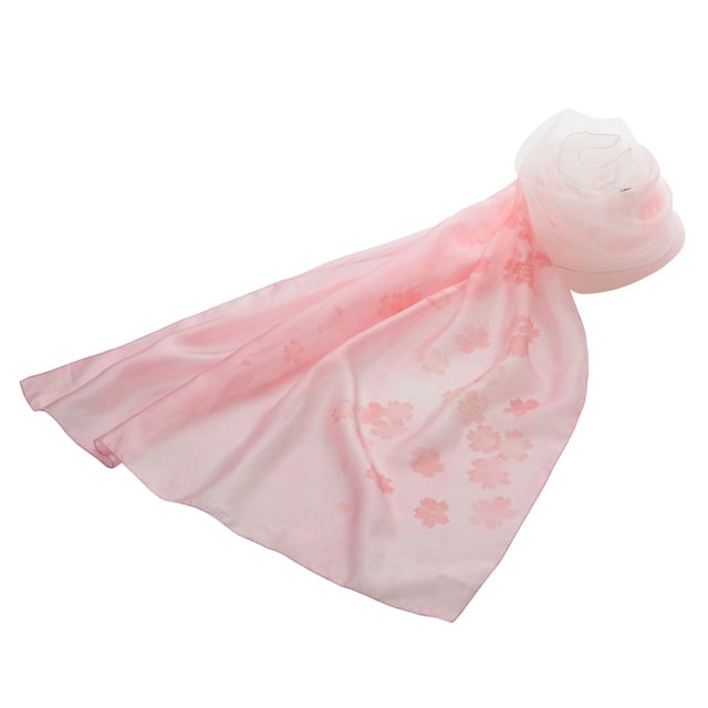 兼六園菊桜染 天女の羽衣友禅ショール | 友禅空間 工房久恒