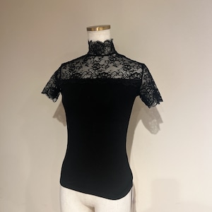 レース ハイネック  レオトップ(black)