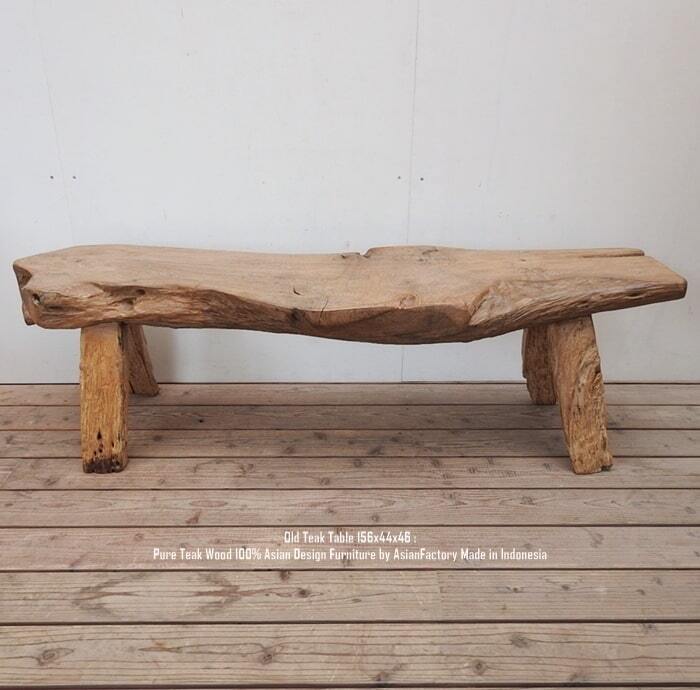 超極厚 一点物 オールドチークベンチ 156cm 木製 木 おしゃれ 総無垢材 一枚板 飾り台 花台 アジアン家具 長椅子 木製いす 天然木 イス 椅子 チェア スツール バリ家具