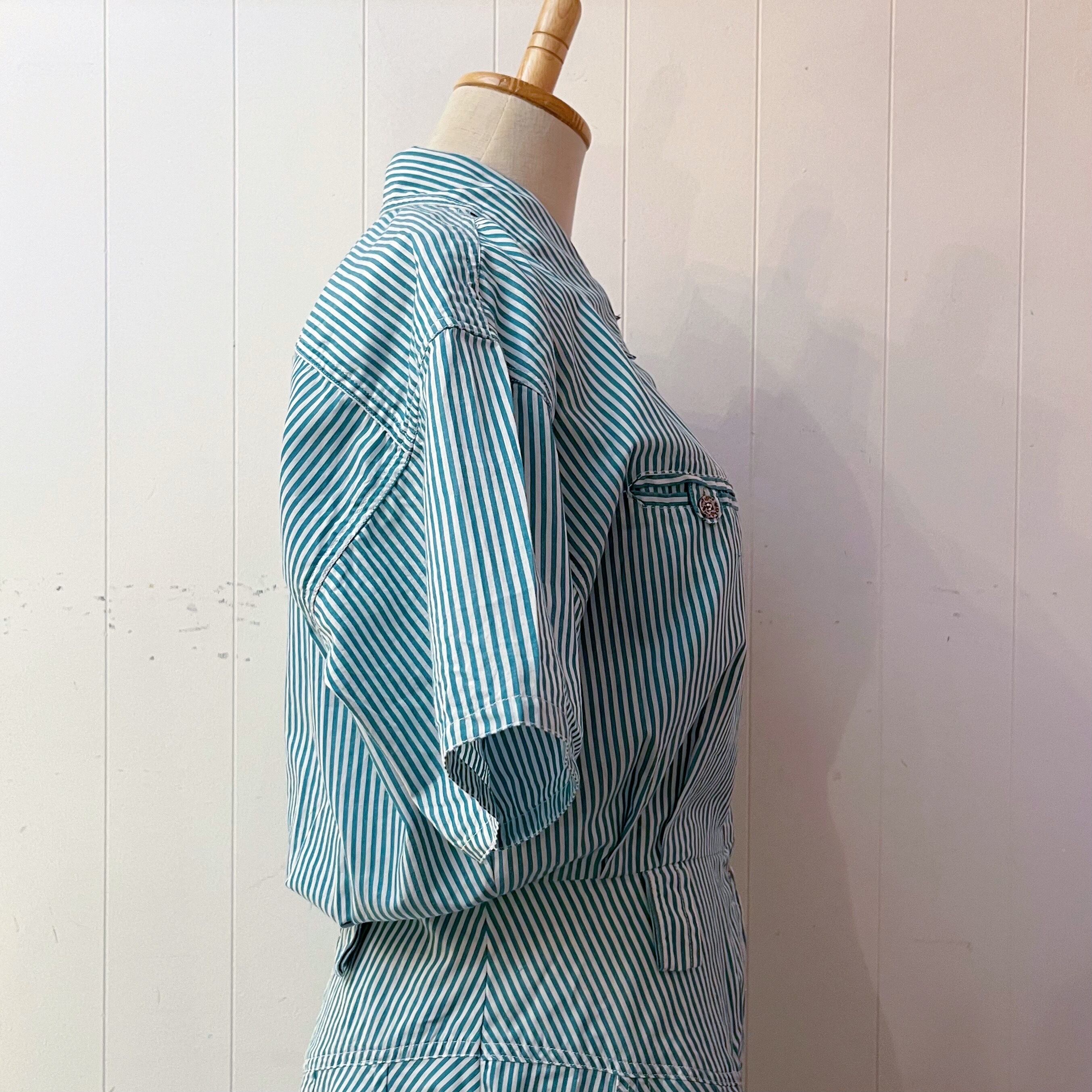 green stripe shirt one-piece