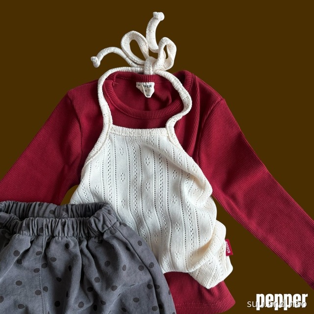 取寄:pepper ニットアイレットホルターキャミ※送料無料