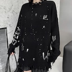 Letter print distressed knit (ME429)