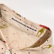 リネン100% Mademoiselle NON NON マドモアゼルノンノン ファッション 総柄 長袖 シャツ L/ベージュ系 レディース