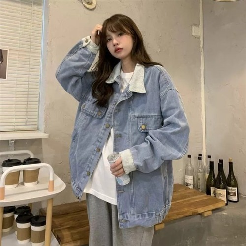 デニムジャケット レディース 長袖 Gジャン 大きいサイズ ゆったりサイズ 秋 冬 オーバーサイズ 前開き 羽織り ジャケット コート プチプラ 韓国風 レトロカラー カジュアル ラフ おしゃれ