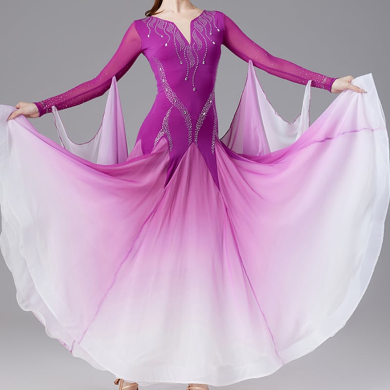 ドレープデザイン ロングスリーブ Aラインドレス ds0080