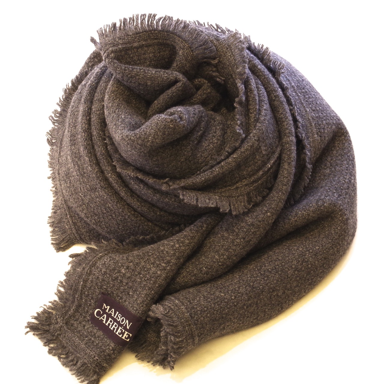 MAISON CARRÉE  CASHMERE Fringe STOLE  "CHARCOAL GREY"