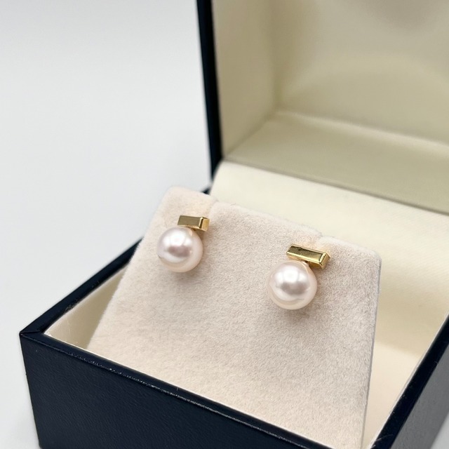 K18YG アコヤ真珠ピアス 7.0mmUP