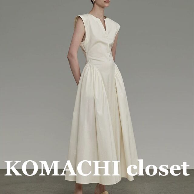 【送料無料】 フレンチロングワンピース ワンピース ノースリーブ Vネック Aライン ウエストマーク ロング丈 ポケット ハイウエスト スリム 細身 韓国 レディース オルチャン 可愛い 大人可愛い 大人女子 シンプル きれいめ カジュアル 大人 気品 上品 おしゃれ お洒落 こなれ感 抜け感 かっこいい きちんと 大人女子 シック クール モダン S M L オフホワイト 夏 20代 30代 お呼ばれ デート 女子会 お泊まり 普段使い コーデ トレンド 脚長 美脚 スタイルアップ