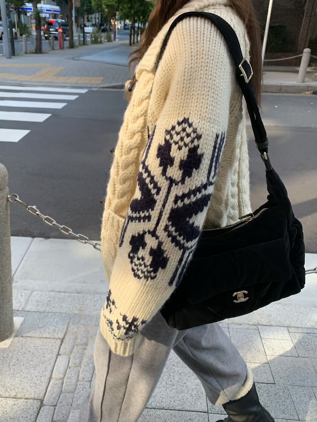 (予約) mellounge / Jagd color blocking cowichan cardigan 2color