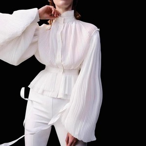 プリーツランタンスリーブシャツ　A0089