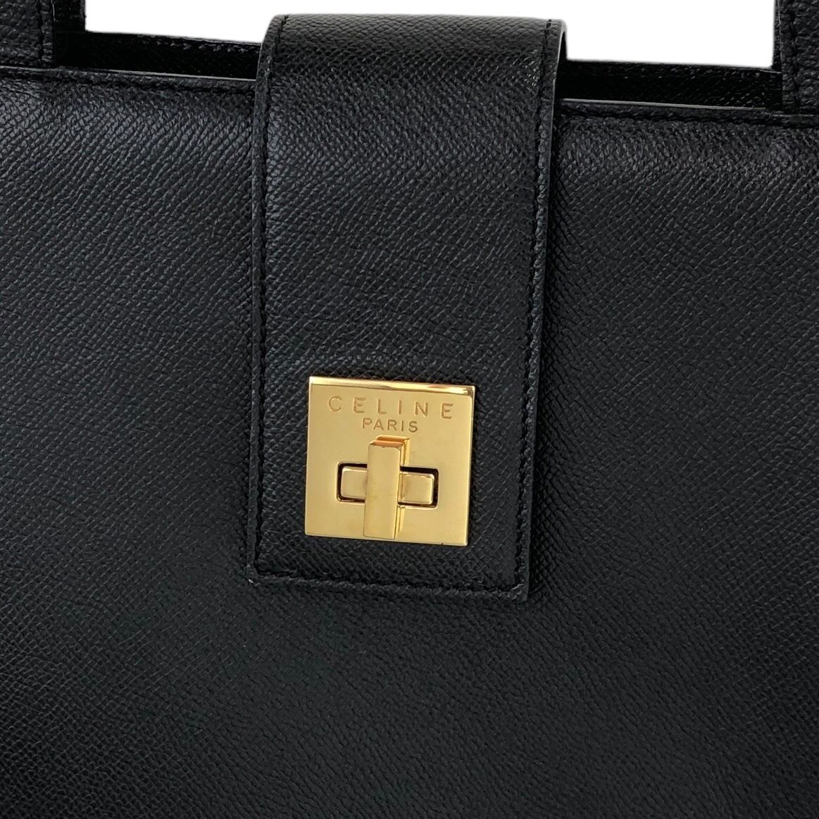 CELINE セリーヌ トートバッグ ブラック ロゴ ターンロック 型押し