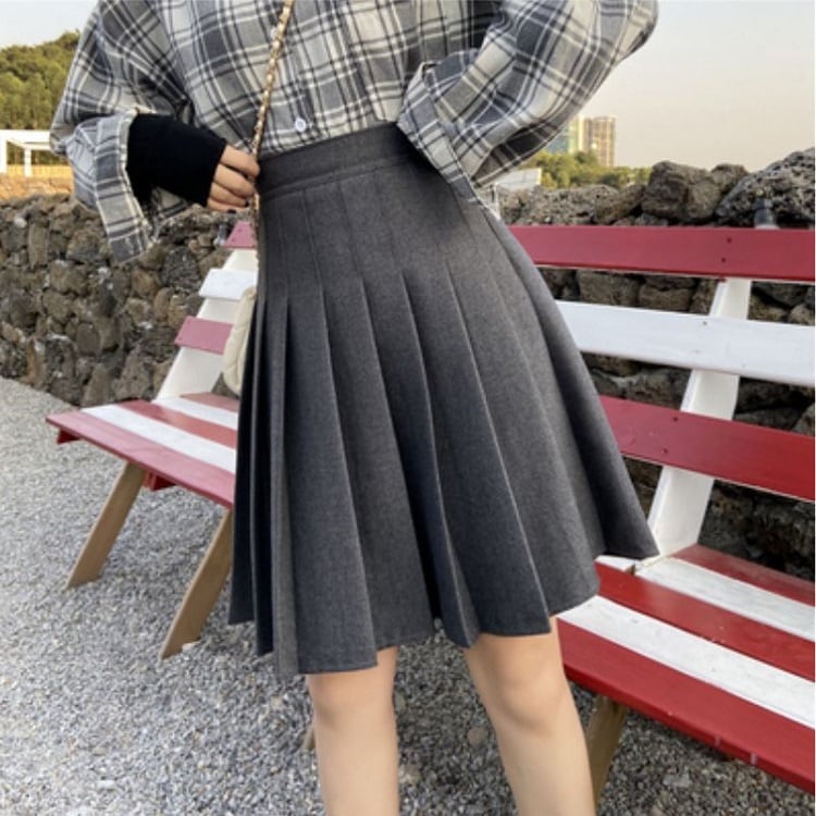 品質保証 プリーツスカート ブラック Lサイズ ミニスカート 韓国 制服 ハイウエスト