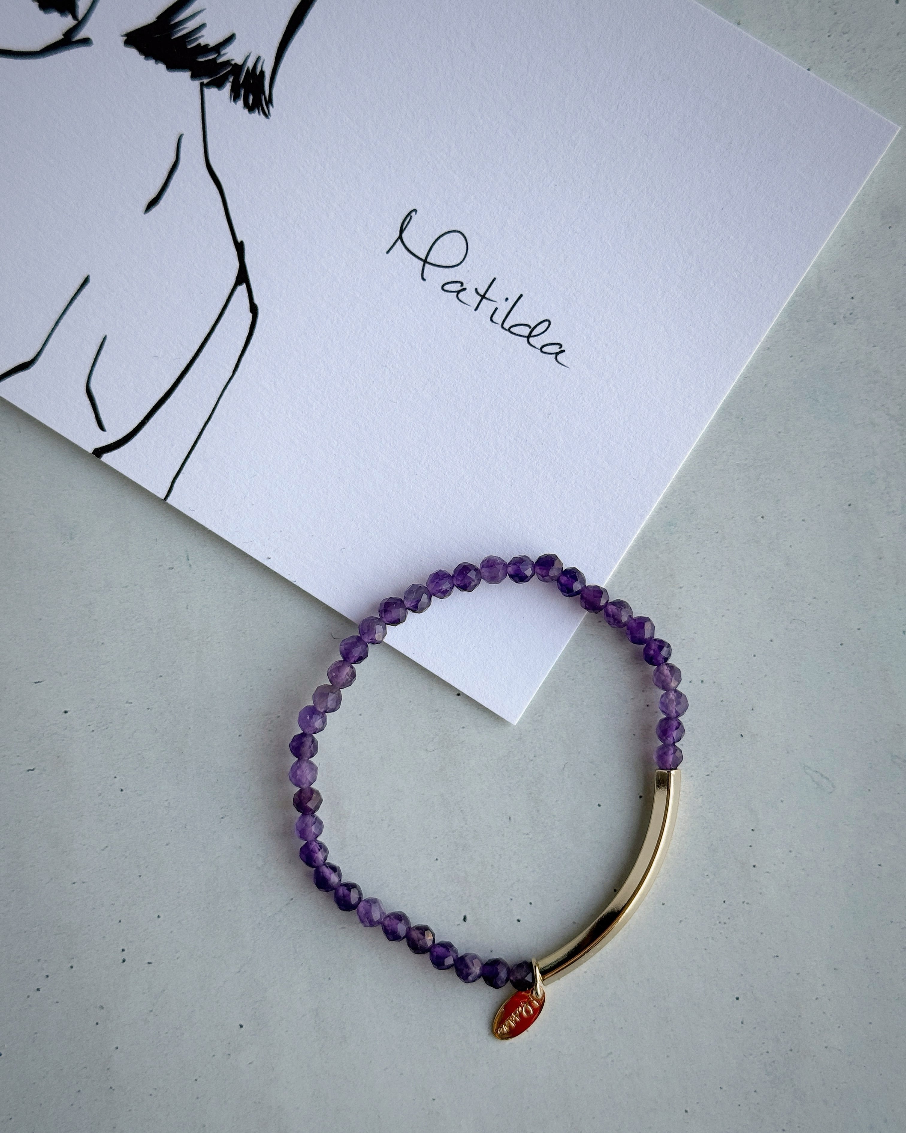 【再販】Tube & stone bracelet(アメジスト)