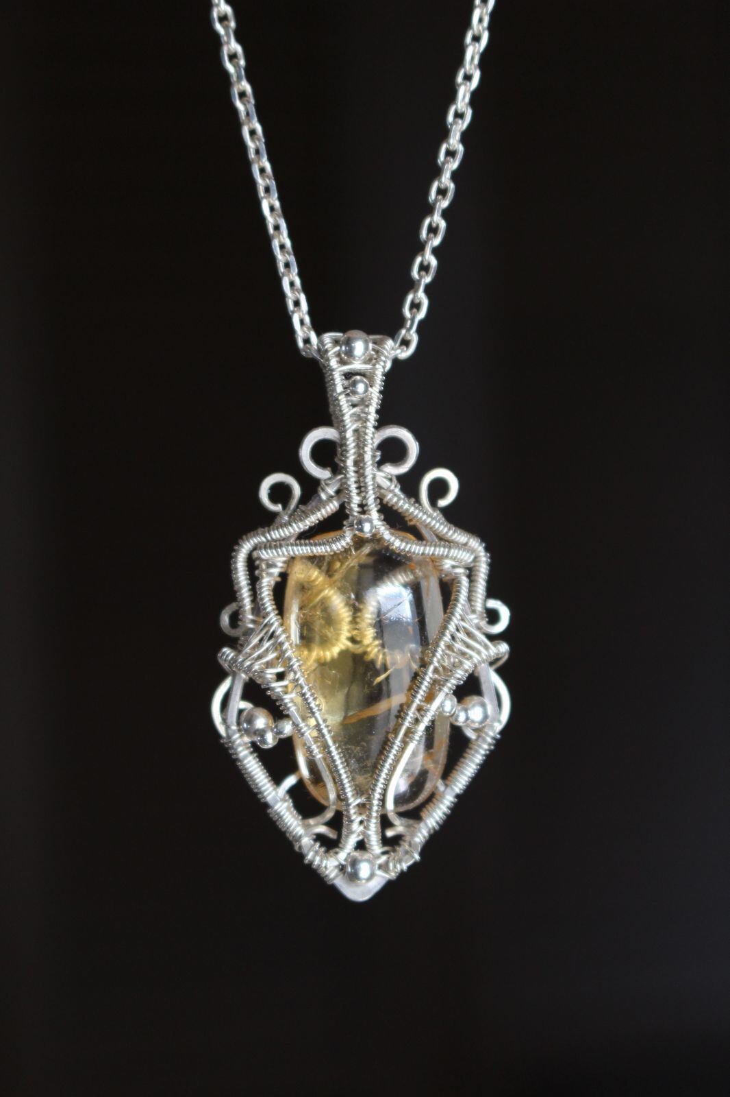 Citrine silver925 wirewrapping pendant