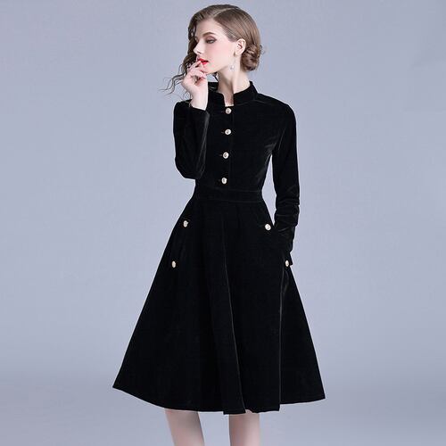 オードリー ・ ヘップバーン長袖オフィス ドレス Vestidos