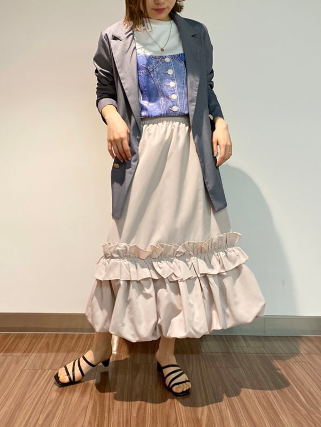 バルーンフリルデザインスカート［Color:ベージュ］