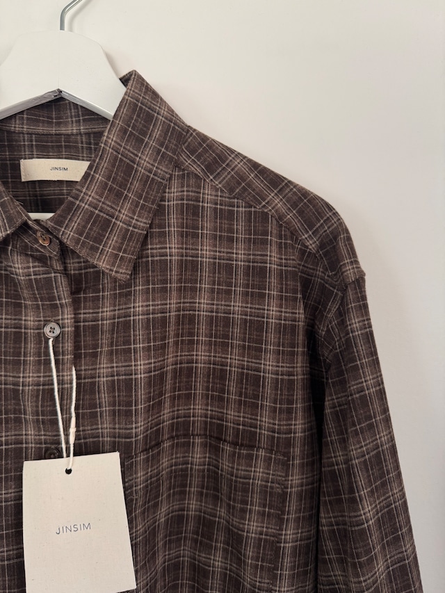 (即納) JINSIM / Maron check shrit