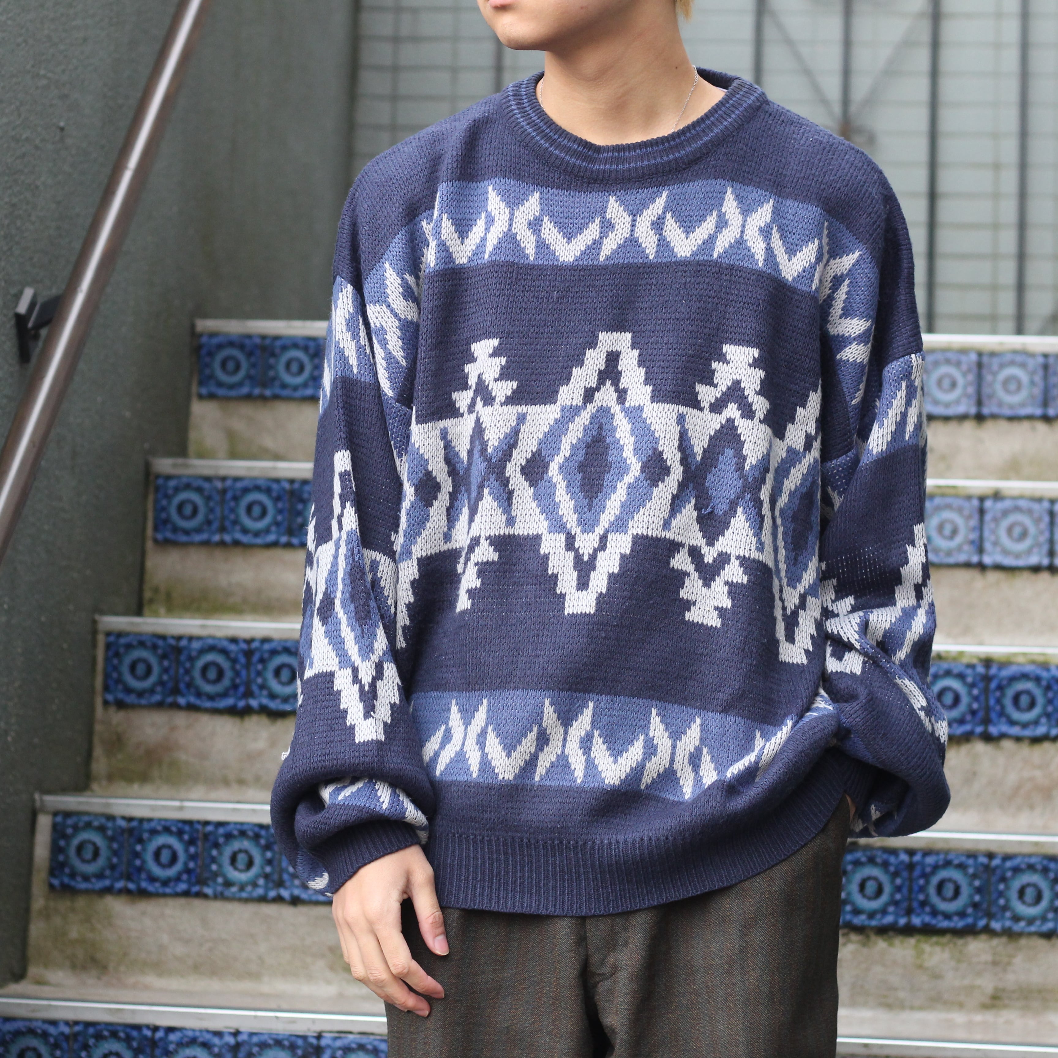 USA VINTAGE HONORS PATTERNED DESIGN OVER KNIT/アメリカ古着柄