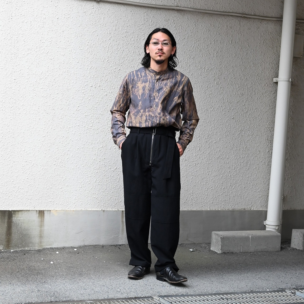 Nonnotte(ノノット)Minimum Smoking Jacketと山内(ヤマウチ)ツナギパンツコーディネート