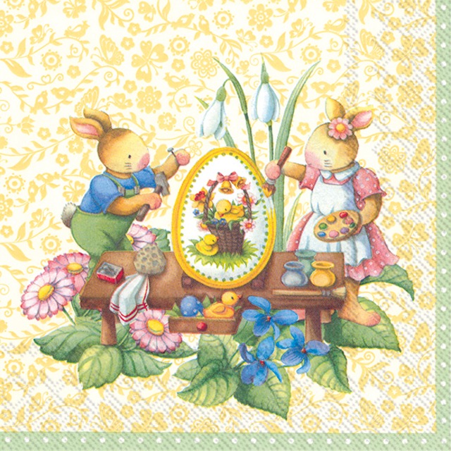 【Villeroy&Boch】バラ売り2枚 ランチサイズ ペーパーナプキン EASTER SPRING FANTASY イエロー