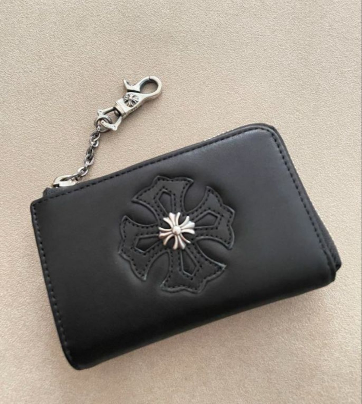 CHROME HEARTS◇コインケース/レザー/BLK/無地/メンズ Amazon 