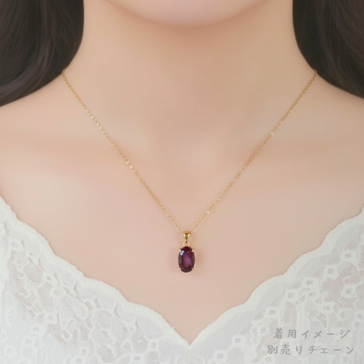【アフリカ産】ルビー ペンダント トップ(オーバルカット)|SV925(ゴールド)〈ギフトボックス付き〉
