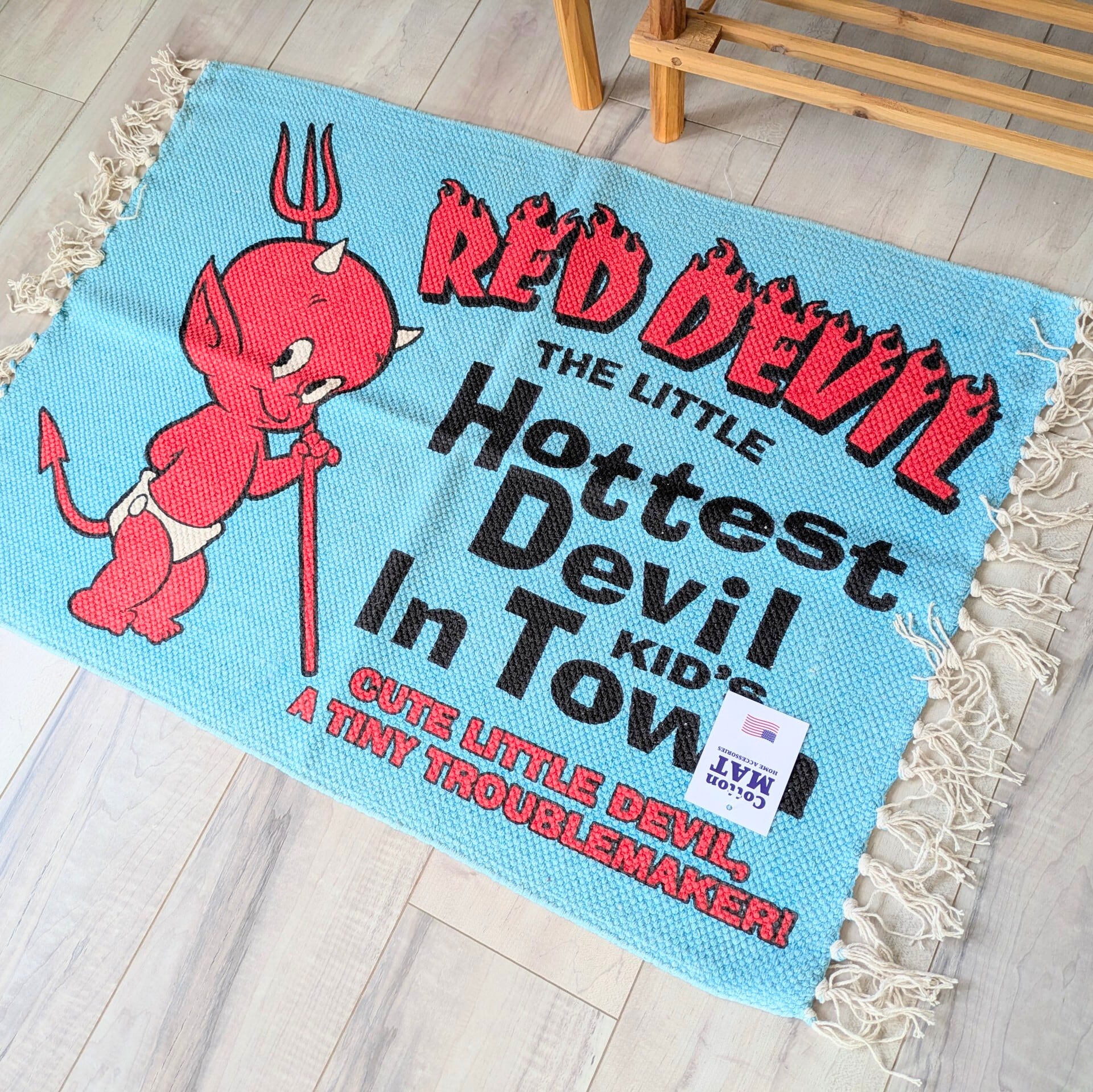 【 Hot Stuff the Little Devil ( ホットスタッフザリトルデビル ) 】 『Hottest Devil KID'S In Town』COTTON MAT /  コットンマット/ Floor Mat / フロアマット〚アメリカン雑貨 アメトイ〛