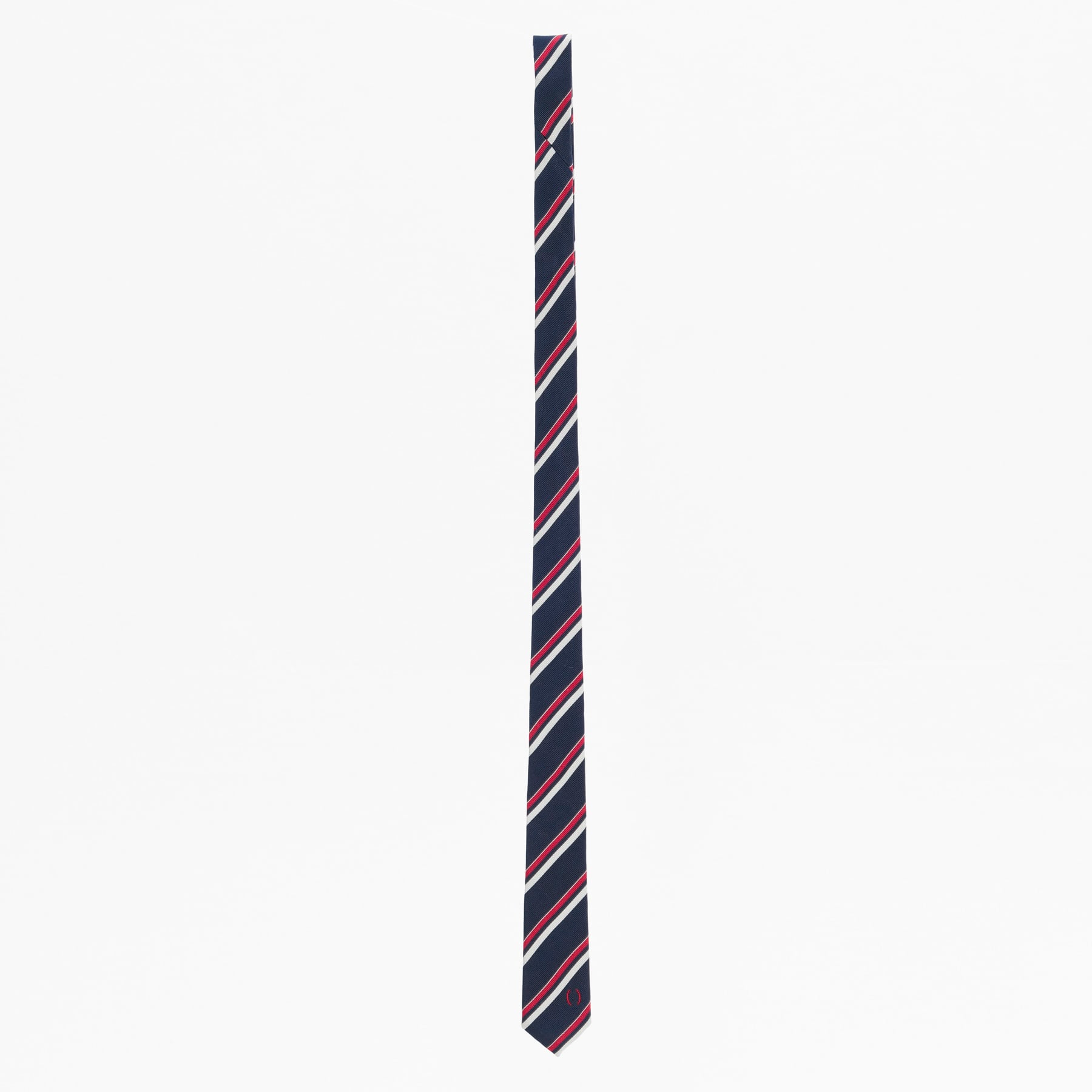 Navy x Red Silk Jacquard Striped Tie