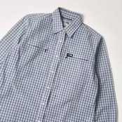 THE NORTH FACE ノースフェイス チェック ファスナーポケット 長袖シャツ M/水色系 メンズ アウトドア