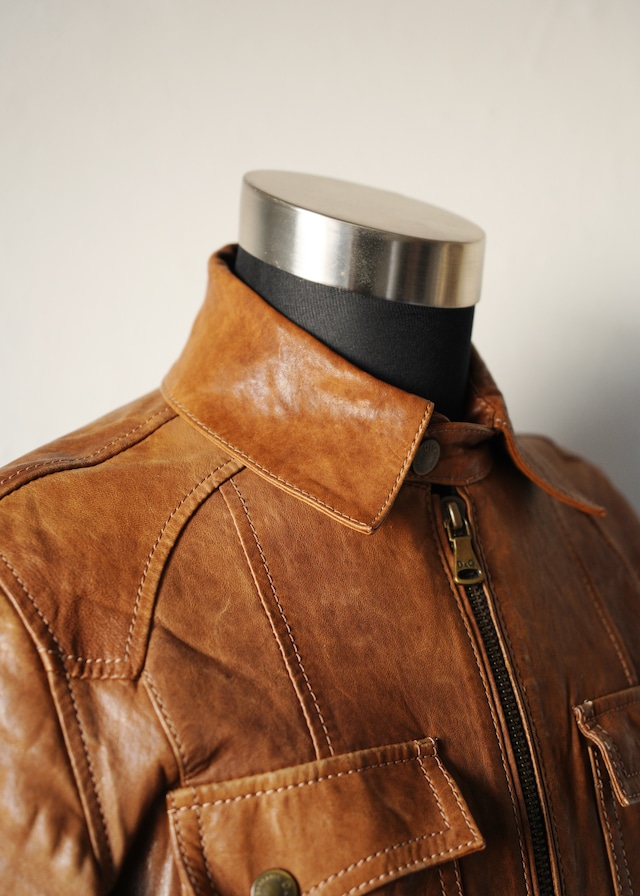 DOLCE&GABBANA lamb leather zip up jacket