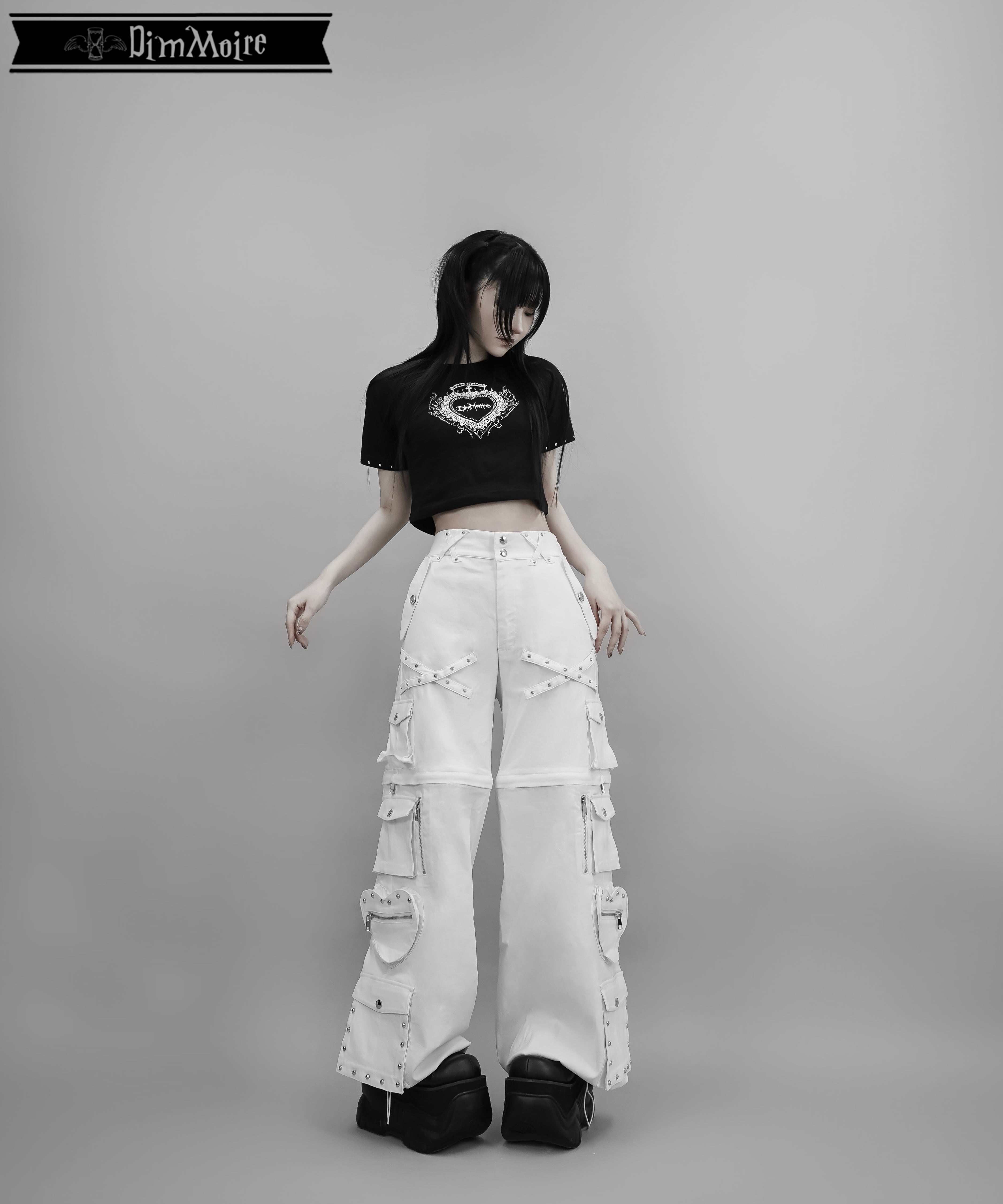 スタッズカーゴパンツ【White】 | DimMoire 