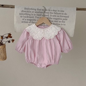 【BABY】韓国風　花刺繡ピンクロンパース