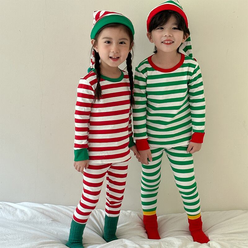 クリスマスツリー柄 パジャマセット KID】ストライプ柄クリスマスパジャマセット | 韓国子供服通販 - Baker
