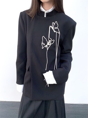 embroidery butterffly blazer