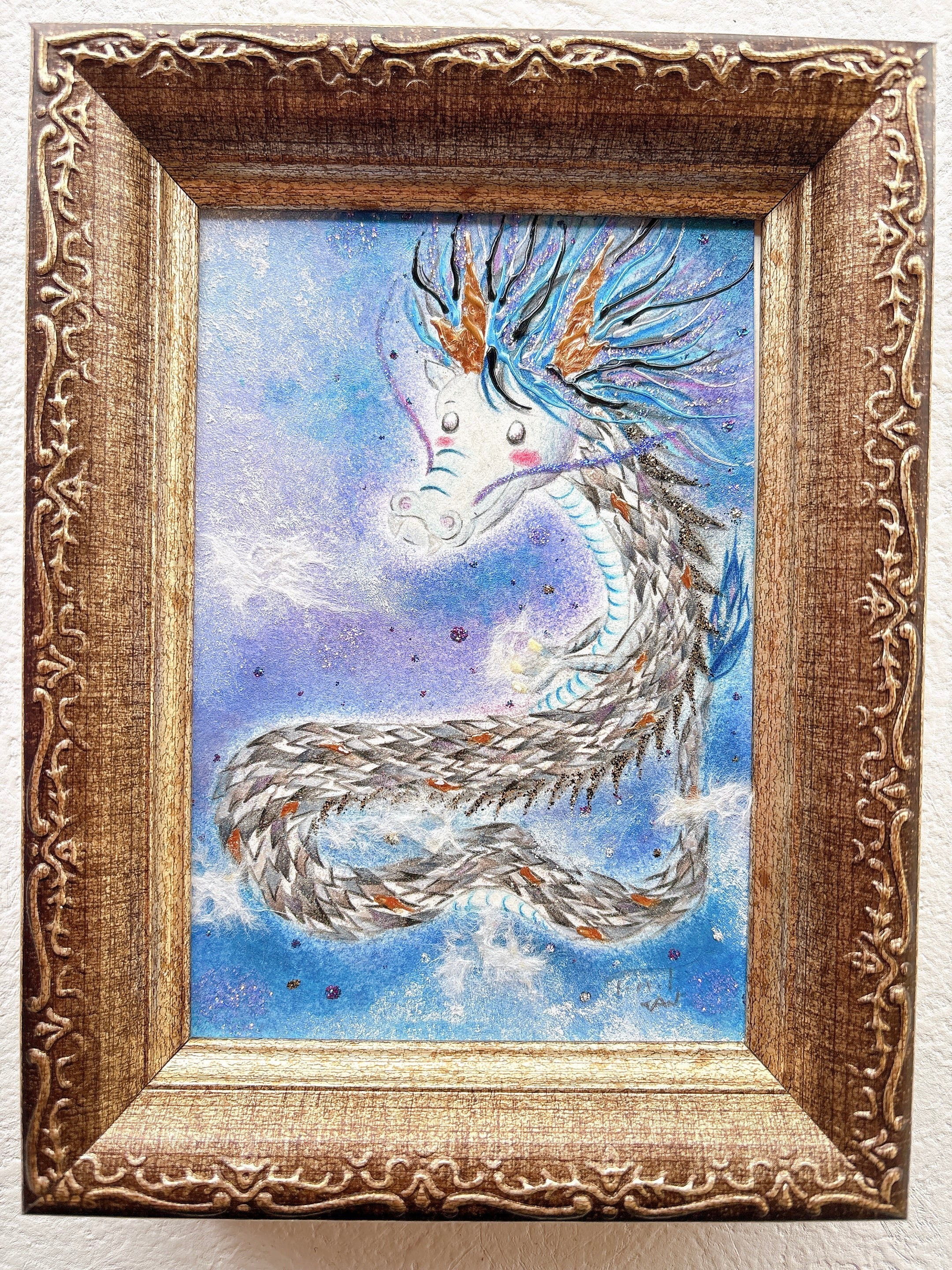 癒しの絵 可愛い ヒーリング パステル画【原画】しずく