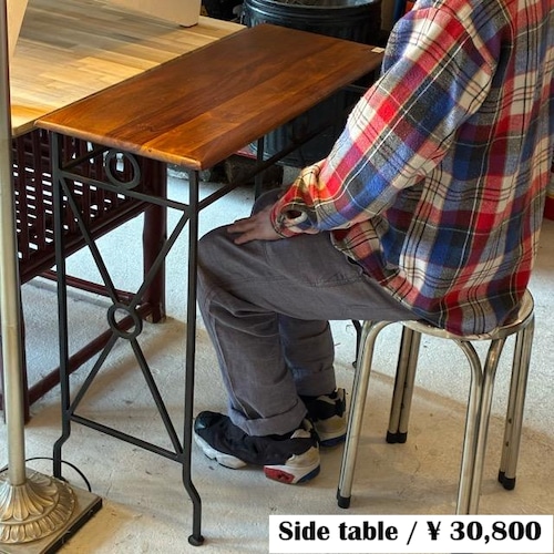 India Acacia wood & iron nesting table L W78×D33×H78cm　インド　アカシアウッド＆アイアンネストテーブル　L　サイドテーブル　鉄脚　木製