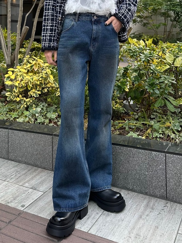 【ALUDE SELECT】dirt processing flare denim