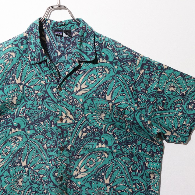 極美品 L 95年 草木柄 ブルー A/C Print Shirt Patagonia パタゴニア アロハ ACシャツ
