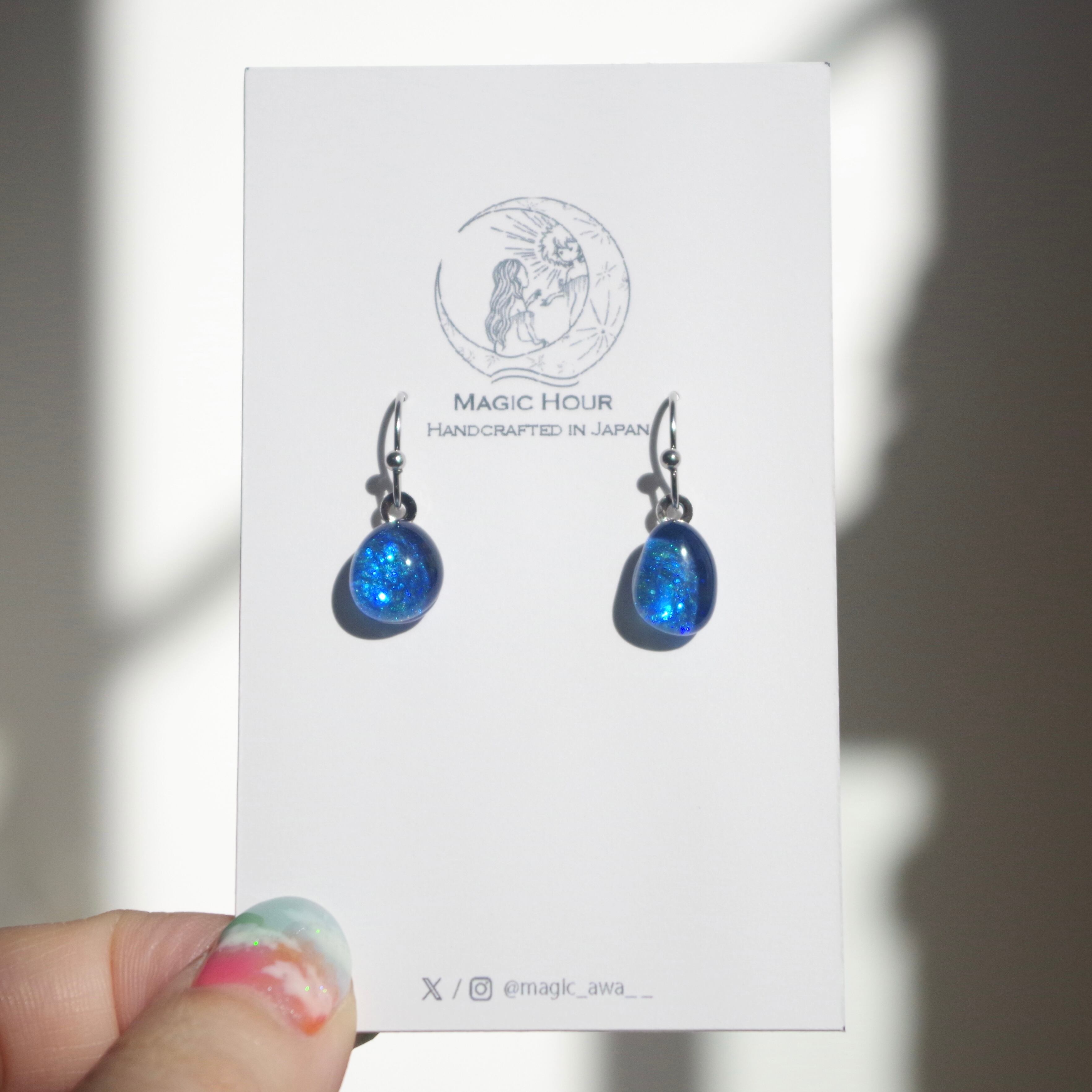 【シーグラス】 Mermaid Teardrops〈シルバー〉イヤリング/ピアス