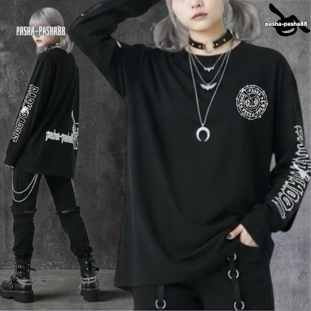 ロングTシャツ 闇 うさぎ ハサミ サブカル 地雷 病みかわいい メンズ