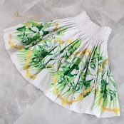 フラダンス 衣装 パウスカート ホワイト系 エムエムジェイ 日本製 ティアレ柄 ハワイアンプリント アロハ フラ ダンス レッスン 練習 花柄 植物柄 さわやか 華やか 鮮やか かわいい おしゃれ 上品 シングル スカート グリーン系 イエロー系 オレンジ系 白 緑 黄緑 黄 橙 リゾート 女性用 かわいらしい