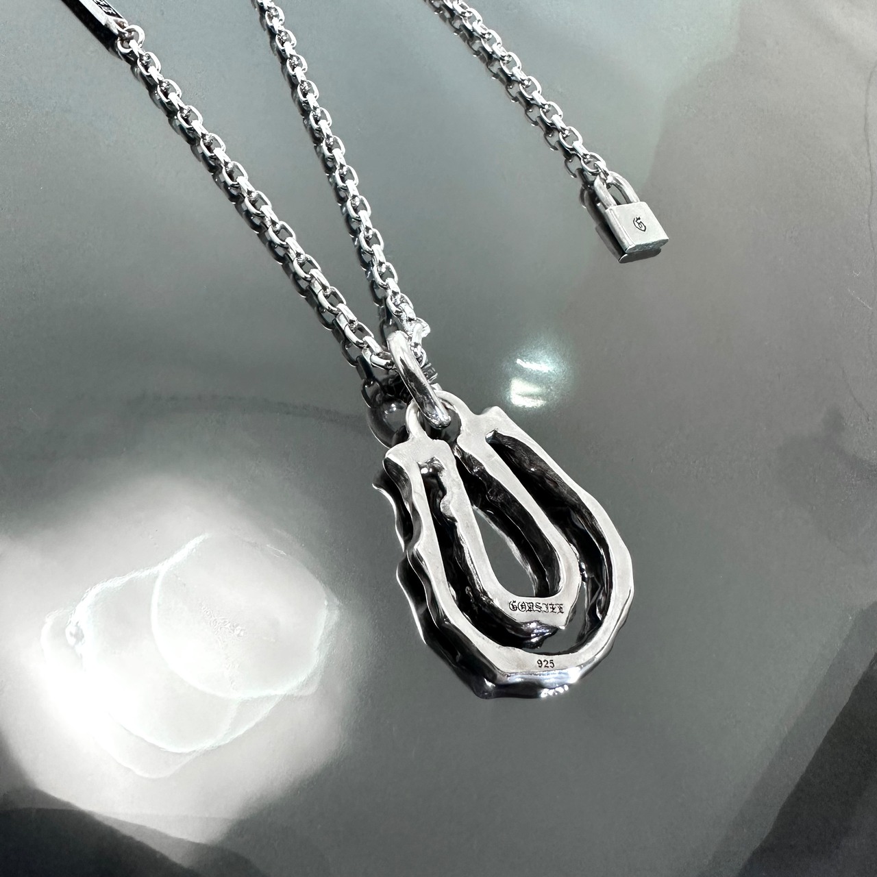 OPEN HORSESHOE LARGE #2 with GODSIZE® I.D. TAG NECKLACE XL / オープンホースシューラージ#2ネックレス ゴッドサイズ® I.D.タグXL
